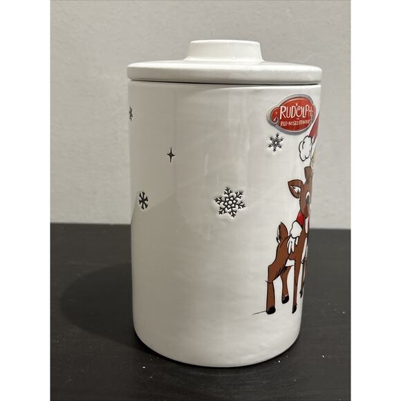 Rudolph the Red-Nosed Reindeer Ceramic Christmas Canister Cookie Jar Zrike Brand - Picture 5 of 11